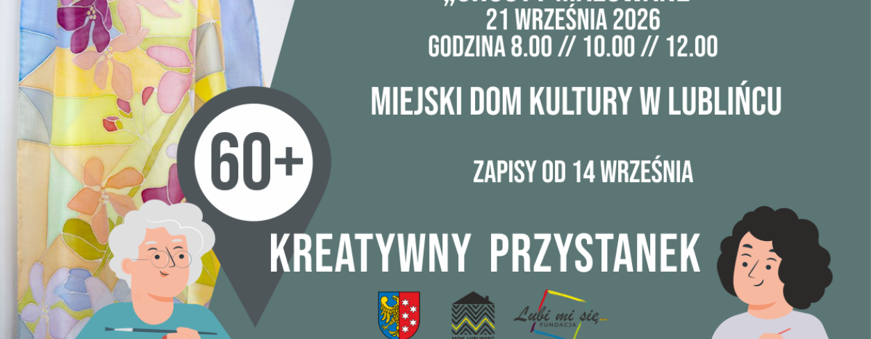 Grafika zapowiadająca warsztaty Kreatywny Przystanek 60+