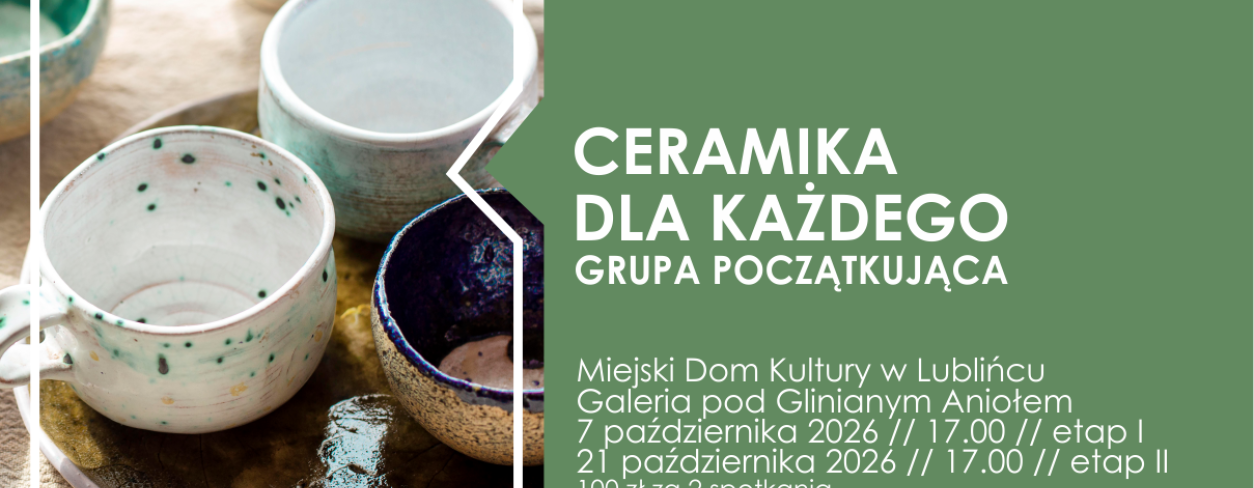 Grafika zapowiadająca warsztaty ,,Ceramika dla początkujących''