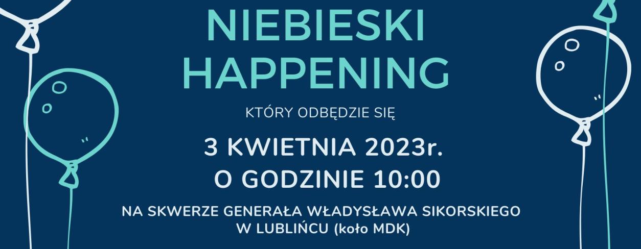 plakat informacyjny niebieski heppening