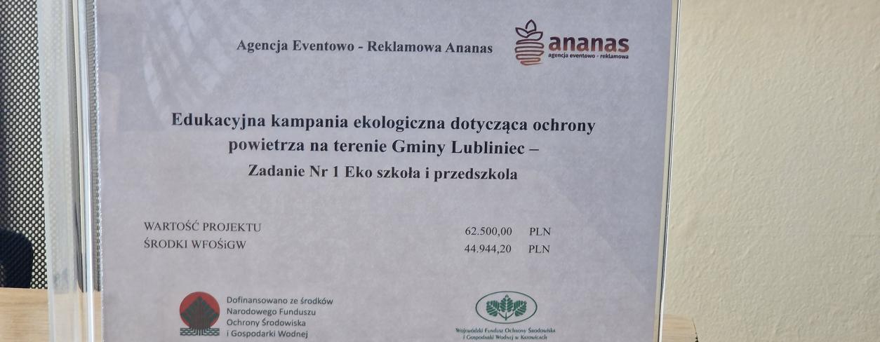 Warsztaty „Eko szkoła i przedszkola” w ramach projektu „Edukacyjnej kampanii ekologicznej dotyczącej ochrony powietrza na terenie Gminy Lubliniec”, dofinansowane ze środków Narodowego Funduszu Ochrony Środowiska i Gospodarki Wodnej