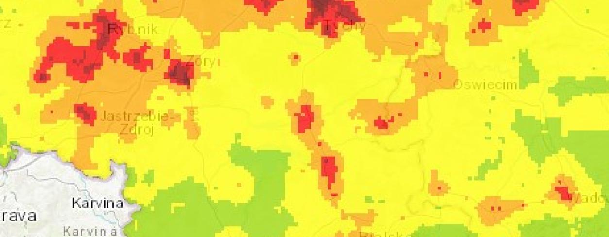 Mapa prognozy długoterminowej PM2,5 na rok 2025