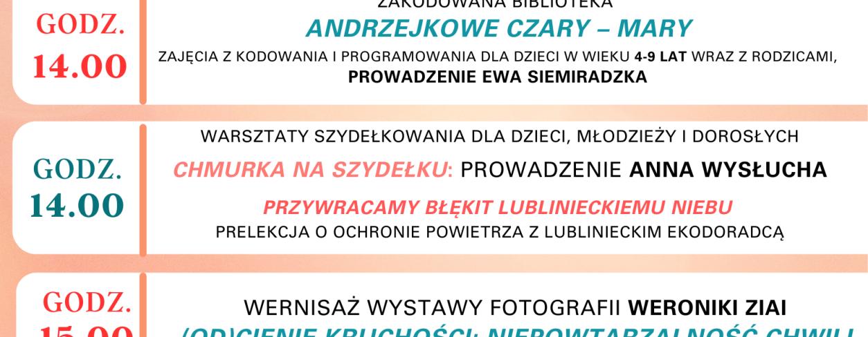 harmonogram andrzejek od 12.00 do 16.30