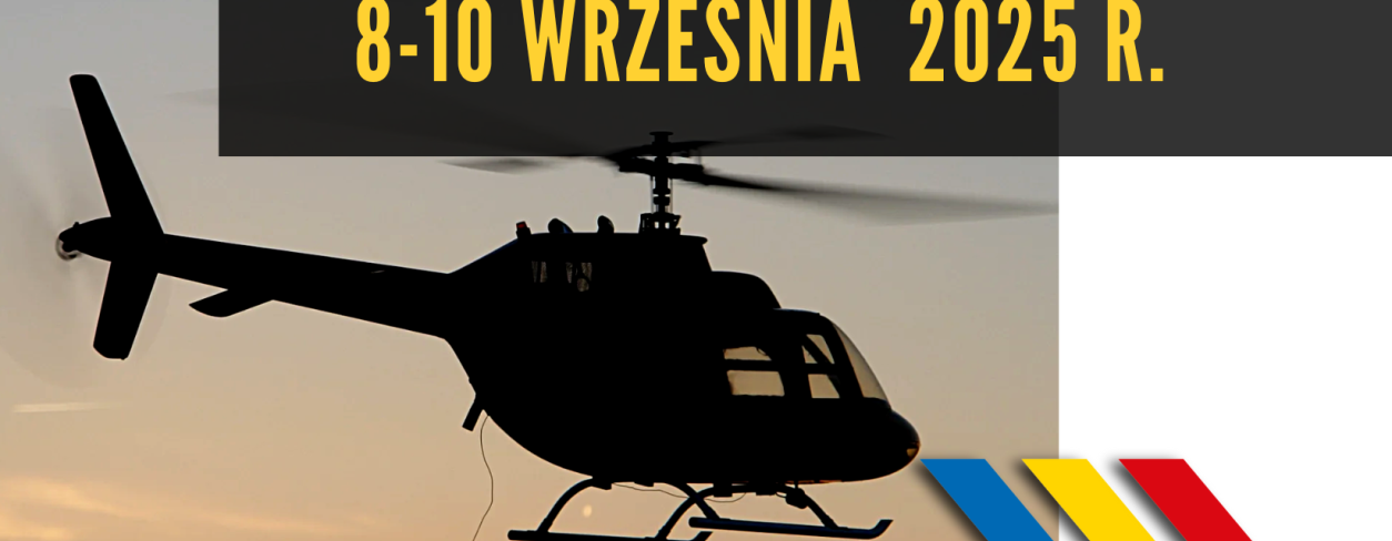 Grafika ze śmigłowcem oraz datą szkoleń JWK