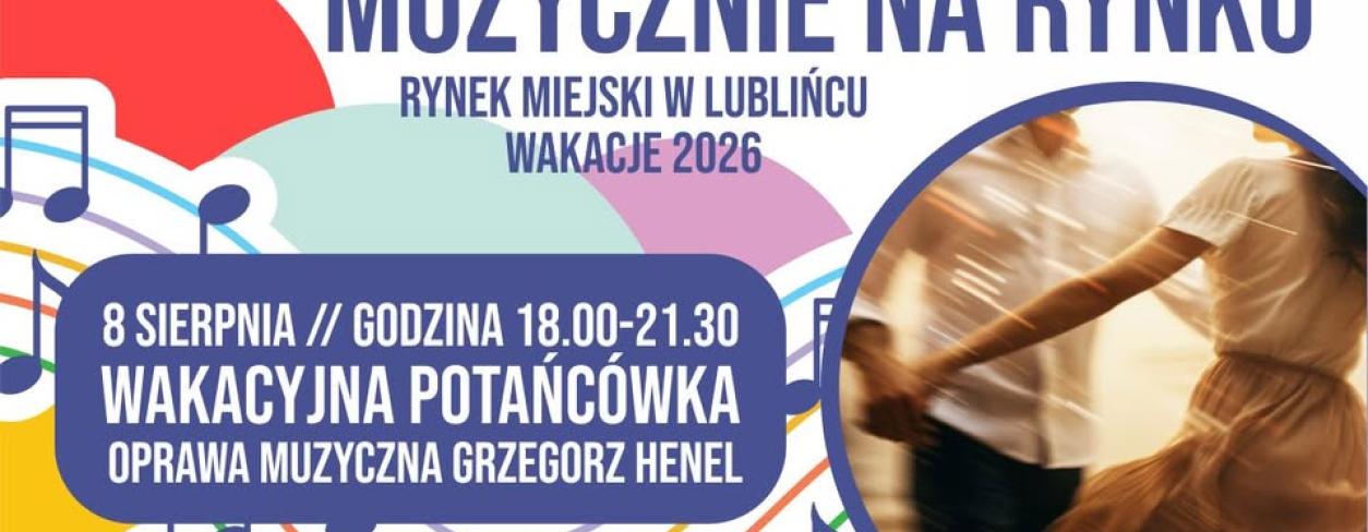 Informacje o wydarzeniu oraz tańcząca para 