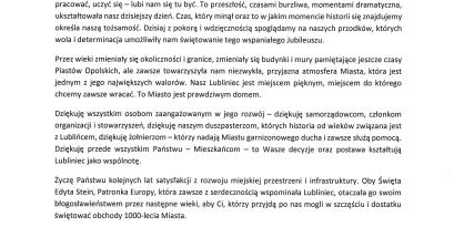 List gratulacyjny Andrzeja Gawrona – Poseł na Sejm Rzeczypospolitej Polskiej