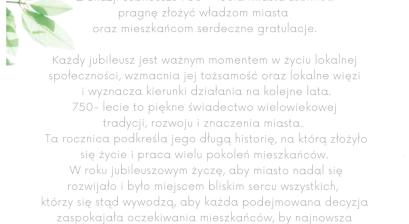 List gratulacyjny Joanny Wons-Klety – Wójt Gminy Pawonków