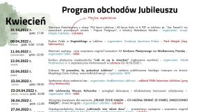 Program obchodów Jubileuszu na miesiąc kwiecień - dostępnym do pobrania w formacie pdf w załaczniku