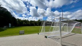 Zdjęcie bramek na Stadionie Miejskim w Lublińcu
